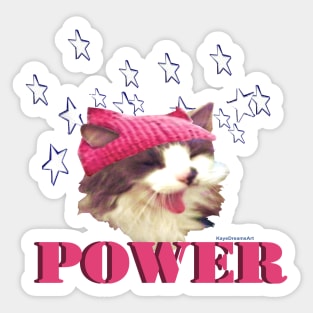 Pink Hat Cat POWER! Sticker